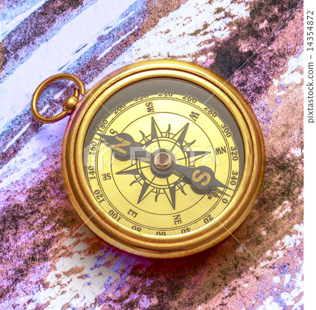 Vintage compass on abstract watercolor painting Vintage compass on abstract watercolor painting 14354872