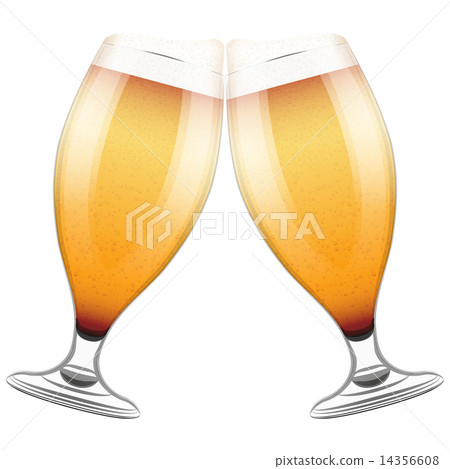 Two beer glasses clink. Vector Illustration 14356608