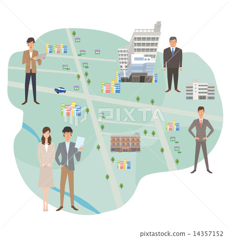 Map businessman company Illustration 14357152