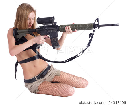 Pretty woman with rifle Pretty woman with rifle 14357406
