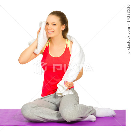 Young sporty girl doing gymnastic exercises Young sporty girl doing gymnastic exercises 14358536