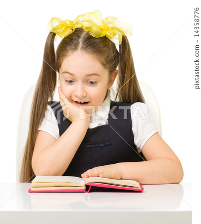 Little schoolgirl isolated 14358776