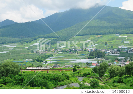 長野電鐵的地方火車橫跨高原鐵橋_ 1 14360013