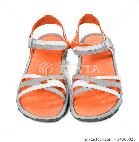 Pair of summer sandals. Front view. Pair of summer sandals. Front view. 14360026