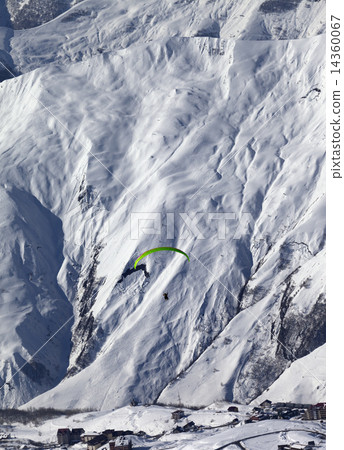 Speed flying in snow mountains in sun nice day Speed flying in snow mountains in sun nice day 14360067