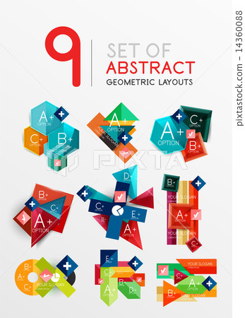 Modern paper info banner layout set Modern paper info banner layout set 14360088