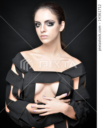 Beautiful woman with stage make up and fancy dress Beautiful woman with stage make up and fancy dress 14361712