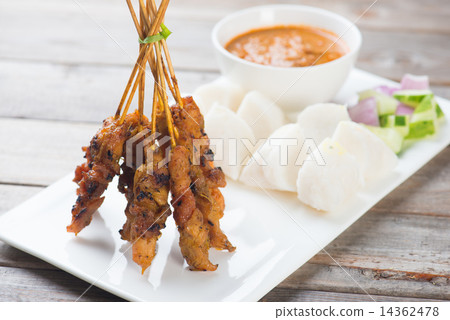 chicken satay shot from top down 14362478