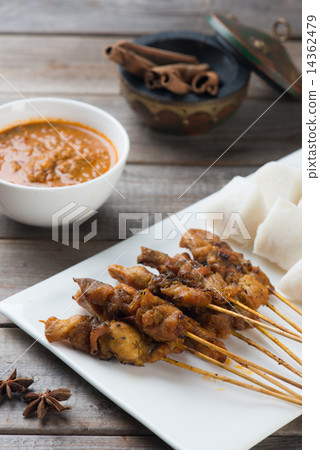 chicken satay shot from top down 14362479