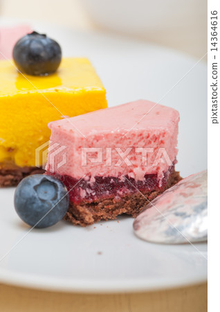 strawberry and mango mousse dessert cake 14364616