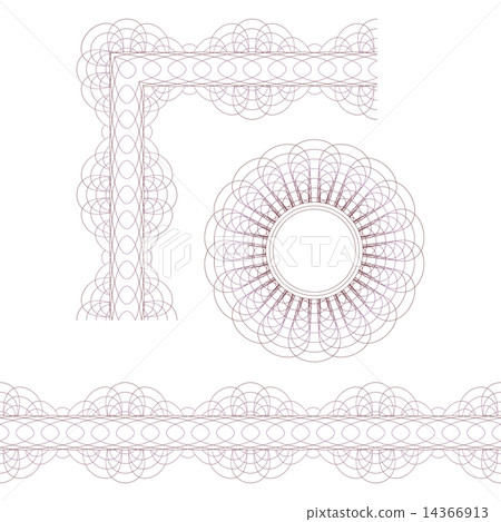 Decorative elements. Rosette, border and corner 14366913