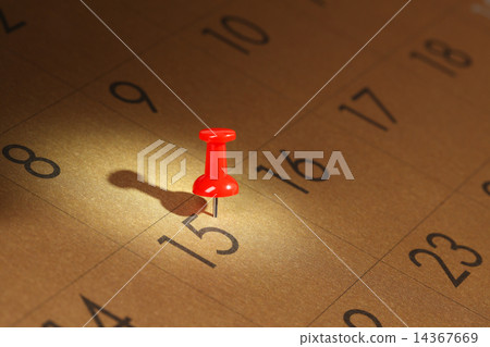 Calendar and push pin 14367669