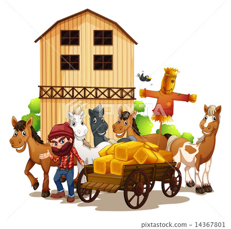 Farmer and barn Farmer and barn 14367801