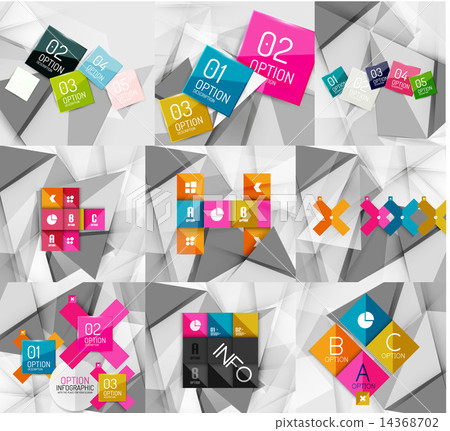 Set of paper graphic infographic modern template 14368702