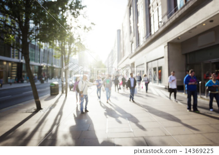people in bokeh, street of London 14369225