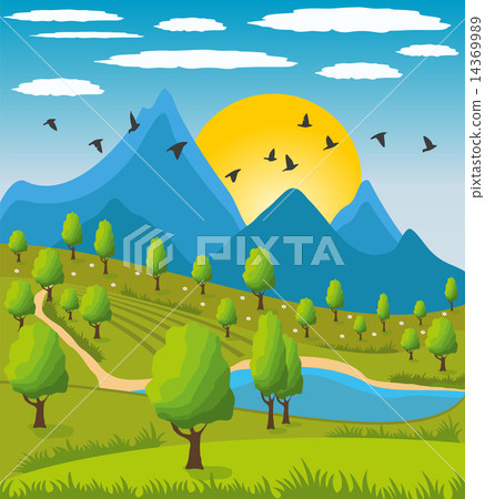 Beauty landscape with mountain background 14369989
