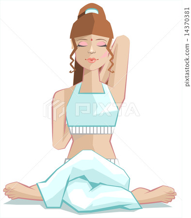Girl sitting in yoga pose gomukhasana. Cows head posture 14370381