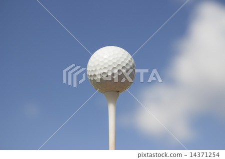 Golf ball on green tee Golf ball on green tee 14371254