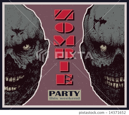 Vector Halloween zombie party banner 14371652