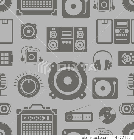Audio equipment icons collection seamless pattern 14372192