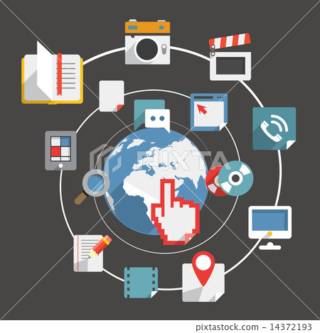 Flat design modern web media network concept 14372193