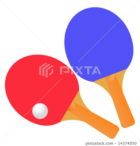 Table tennis rackets and ball on a white... - Stock Illustration ...