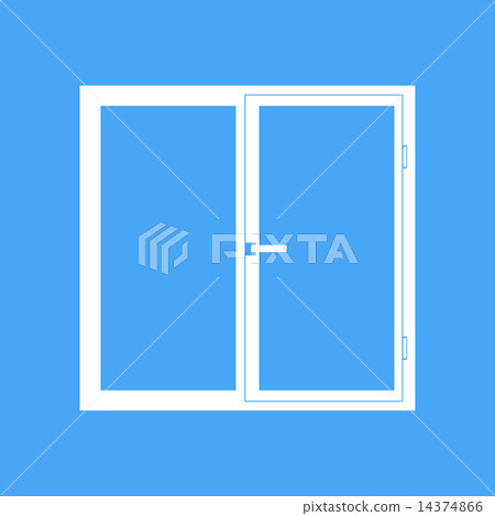 Plastic window on a blue background. Vector illustration. 14374866