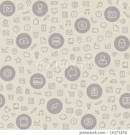 Light Seamless Pattern with Universal Icons Light Seamless Pattern with Universal Icons 14375878