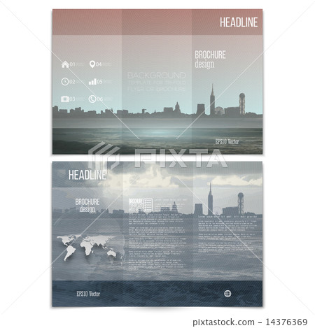 City landscape. Brochure, tri-fold flyer or booklet for business. Modern trendy design vector templa 14376369