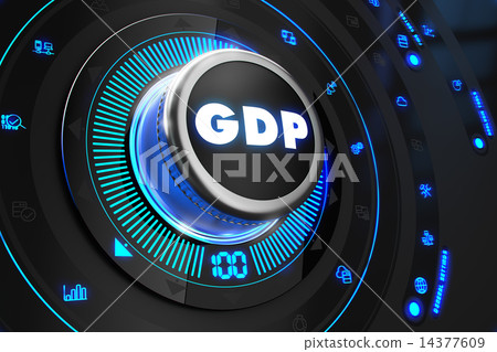 GDP Button with Glowing Blue Lights. GDP Button with Glowing Blue Lights. 14377609