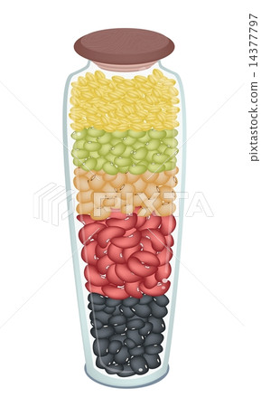 Set of Different Beans in A Bottle 14377797