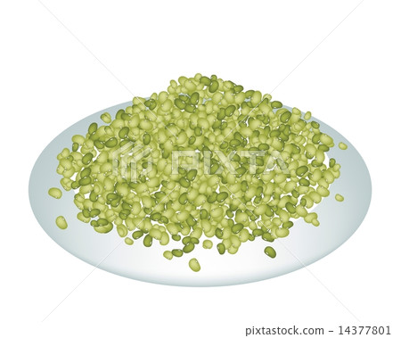 A Lot of Mung Beans on White Plate 14377801