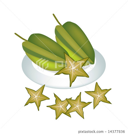 A Plate of Delicious Fresh Green Carambolas A Plate of Delicious Fresh Green Carambolas 14377836
