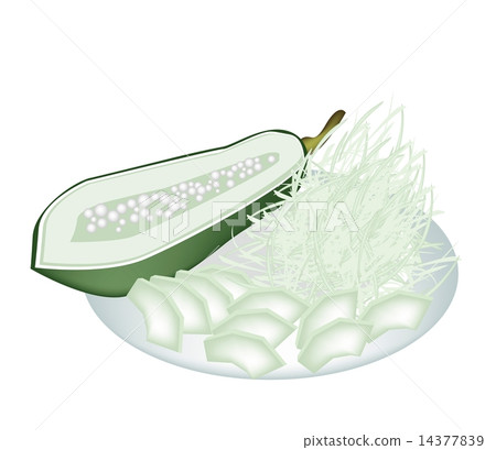 A Plate of Fresh Papayas Isolated on White Background 14377839