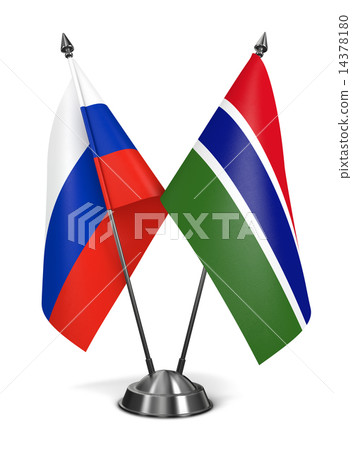 Russia and Gambia - Miniature Flags. 14378180