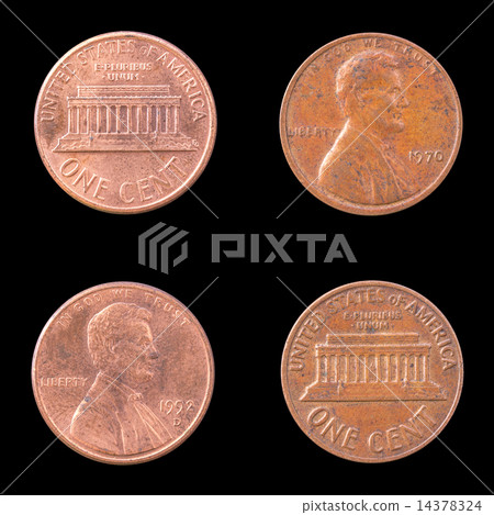 Two American coins on a Black Background. 14378324