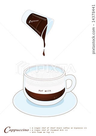Cappuccino Coffee Drink in A Glass Cup Cappuccino Coffee Drink in A Glass Cup 14378441