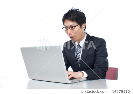 Work at a computer / a surprising businessman 14379110