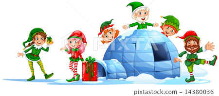Elves playing outside the igloo Elves playing outside the igloo 14380036