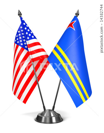 USA and Aruba - Miniature Flags. 14382744