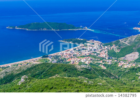 View on mountain, sea and Sveti Nikola island 14382795