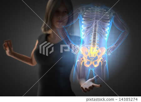 woman and hologram with bones radiography woman and hologram with bones radiography 14385274