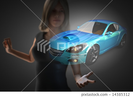woman and hologram with 14385312