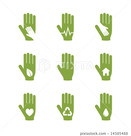 Caring hand logos set Caring hand logos set 14385488