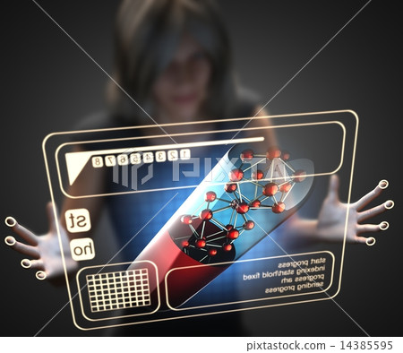 woman and hologram with micro capsule 14385595