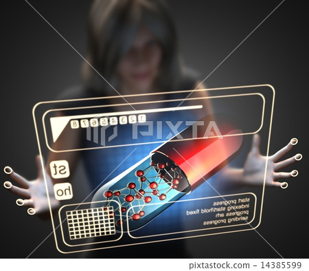 woman and hologram with micro capsule 14385599