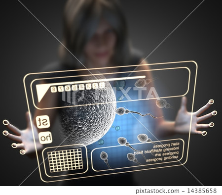 woman and hologram with reproduction woman and hologram with reproduction 14385658