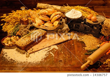 Homemade baked goods on a table 14386757