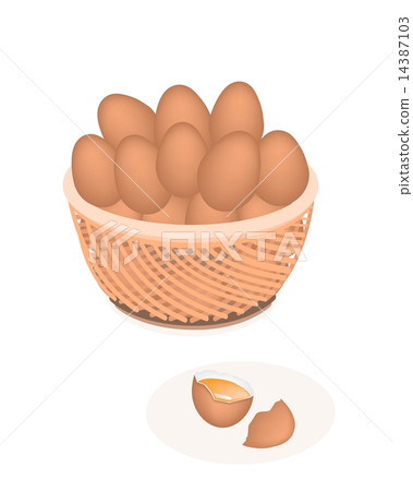 Fresh Eggs in Brown Basket Fresh Eggs in Brown Basket 14387103