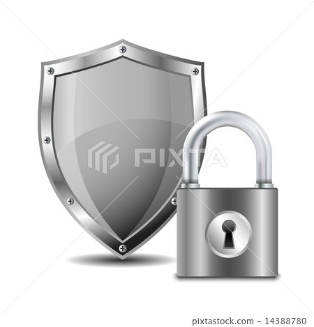 Padlock and iron shield 14388780